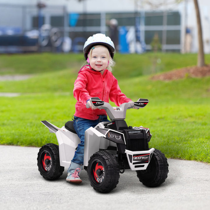 Quadriciclo Elétrico para Crianças 18-36 Meses Veículo Elétrico a Bateria de 6V com Velocidade 2,5 km/h Avanço e Marcha Atrás 70x41,5x48,5 cm Branco
