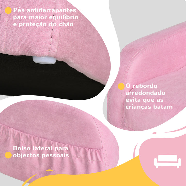 Poltrona 2 em 1 dobrável com assento acolchoado para crianças acima de 12 meses Rosa