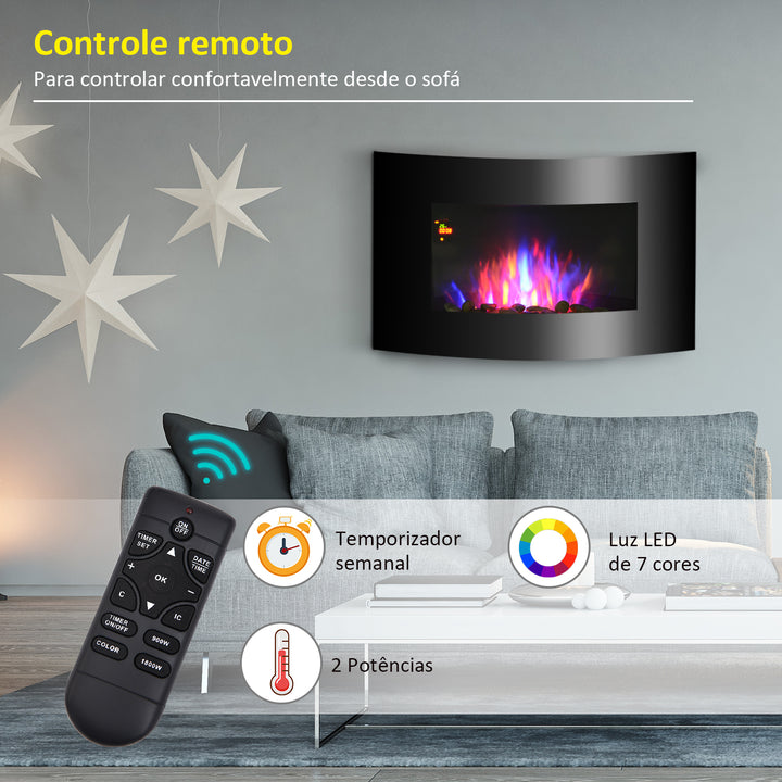 Lareira Elétrica chama LED Aço Inoxidável