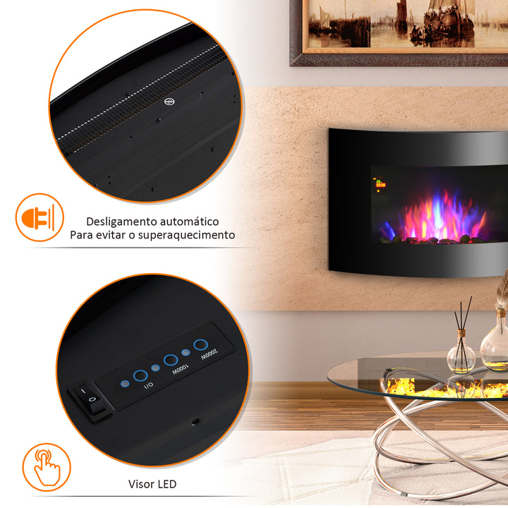 Lareira Elétrica chama LED Aço Inoxidável