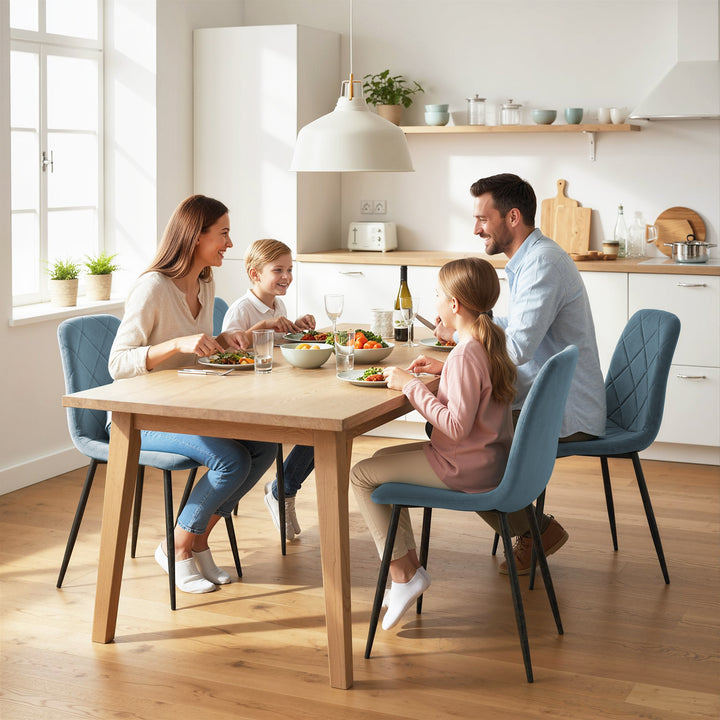 Conjunto de 4 Cadeiras de Jantar Modernas Cadeiras de Cozinha Estofadas em Veludo com Pés de Aço para Sala de Estar 45x54x87 cm Azul Claro