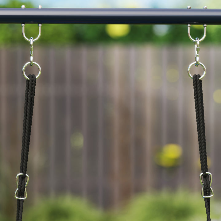 Conjunto de Baloiços para Crianças acima de 3 Anos Baloiços de Jardim com 2 Baloiços Simples e 1 Baloiço Plataforma Carga 120 kg para Varanda Pátio 365x180x184 cm Multicor