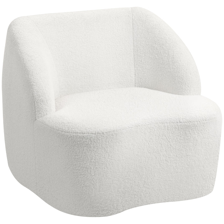 Poltrona Moderna Estofada em Borreguito Poltrona de Leitura Curvo com Almofadado Grosso Não Requer Montagem Para Salão Quarto Sala de Estar Escritório 81x82x73,5 cm Creme