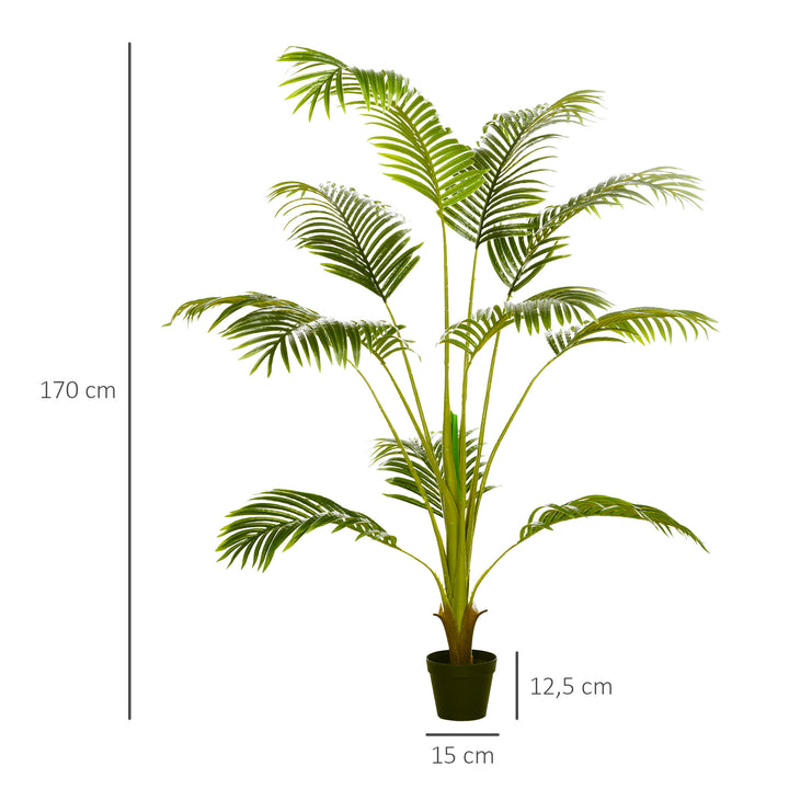 Palmeira Areca Artificial 170cm Planta Artificial com 11 Folhas Realistas e Vaso de Plástico Decoração para Interior e Exterior para Sala de Estar Escritório Ø15x170 cm Verde
