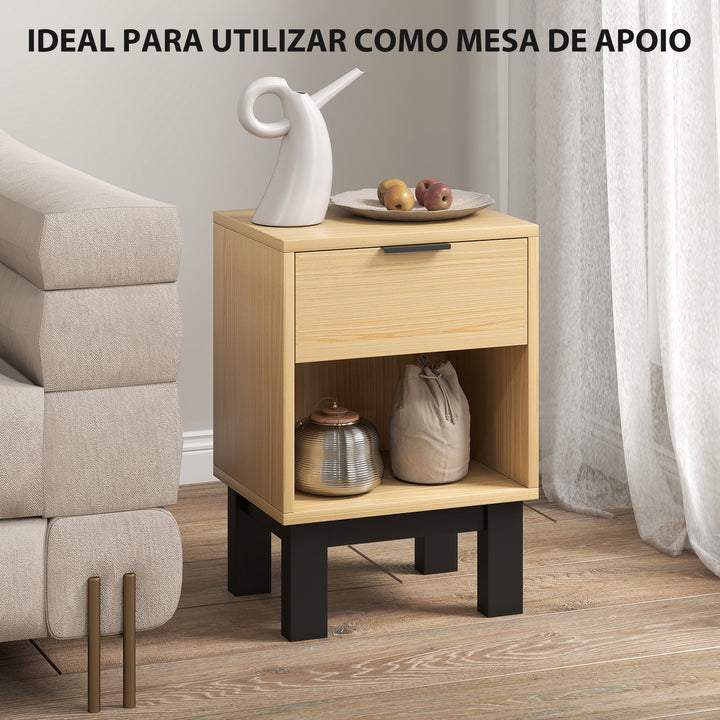 Conjunto de 2 Mesas de Cabeceira Estreitas Mesas de Cabeceira Modernas com Gaveta e Prateleira Aberta para Quarto Sala 35x26x50 cm Carvalho