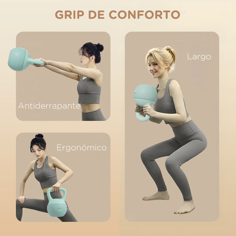 Kettlebell de 6 kg Pesa Russa Preenchida de Areia Metálica e Alça Antiderrapante para Treino de Musculação em Casa Ginásio 19x19x28 cm Verde