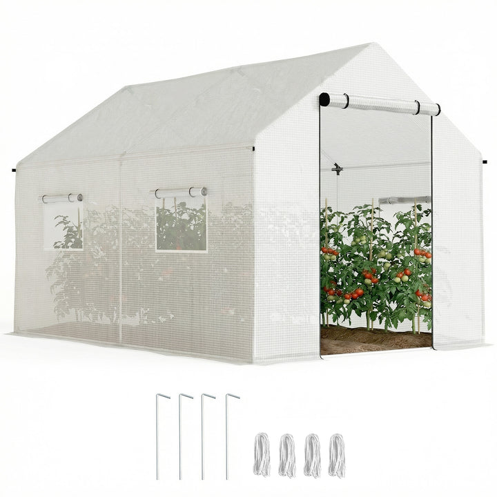 Estufa tipo Túnel 2x3x2 m Estufa de Exterior com 4 Janelas de Malha e Porta com Fecho de Correr Estufa para Cultivos Anti UV para Pátio Jardim Branco