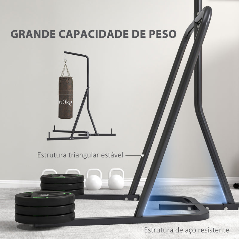 Suporte Saco de Boxe Suporte para Boxe com Estrutura de Aço Carga 60 kg para Bolas de Velocidade Treino em Ginásio Casa 160x115x208 cm Preto