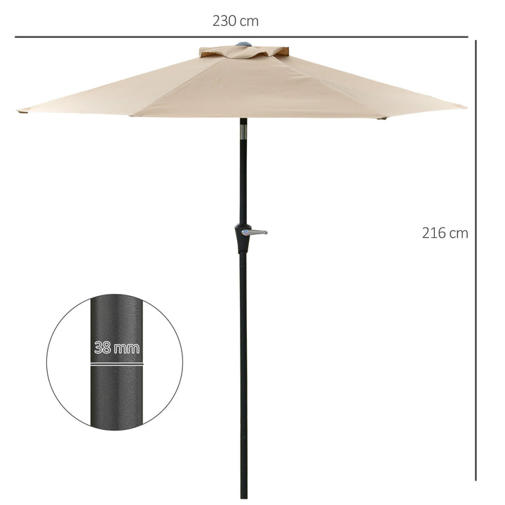 Chapéu de Sol de Jardim Ø230x216 cm Chapéu de Sol de Terraço com Teto Ajustável Abertura Manual Impermeável para Pátio Piscina Praia Caqui