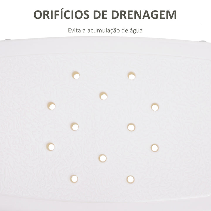 Banco de Duche Banco de Segurança para Duche com Altura Ajustável em 8 Posições com Base de Borracha Antiderrapante 50x50,6x39,5-56,5 cm Branco