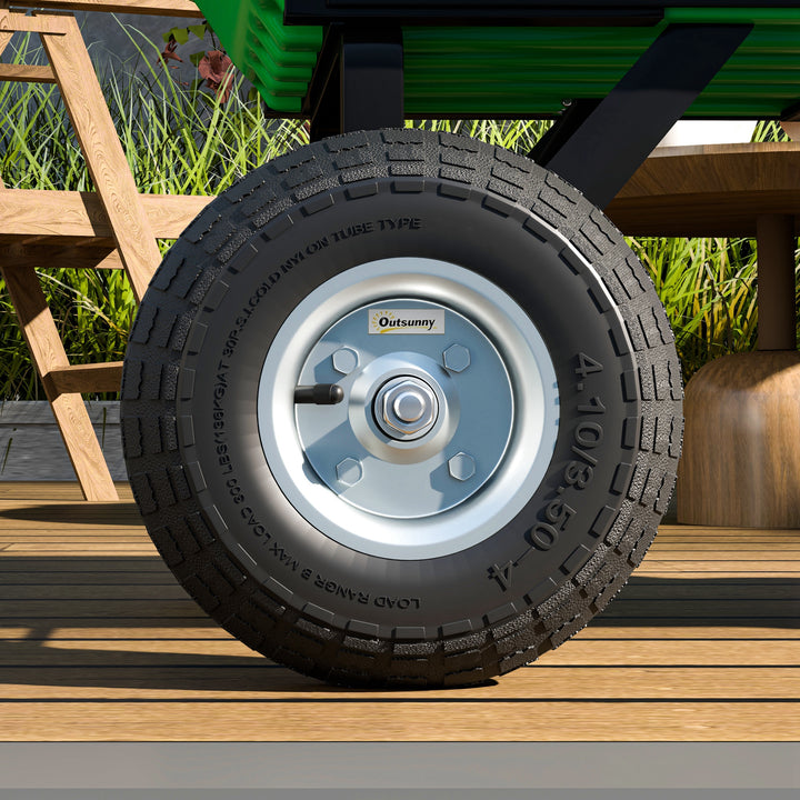 Conjunto de 4 Rodas para Carrinho Pneus de Borracha Ø255 x 75 mm Rodas de Substituição Eixo de 16 mm Carga 80 kg para Carrinhos de Mão e Jardim Preto