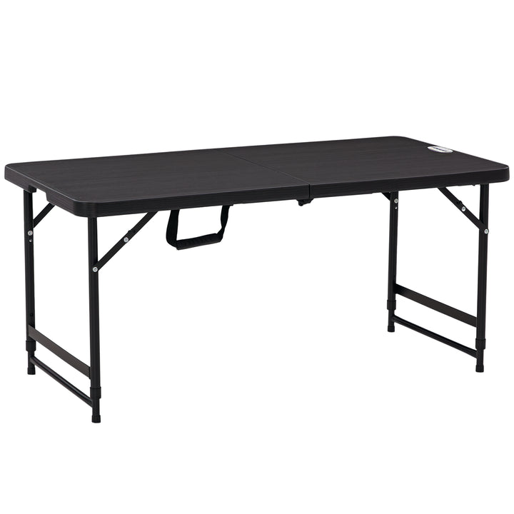 Mesa de Jardim Dobrável Mesa de Exterior com Altura Ajustável para 4 Pessoas para Pátio Varanda Carga Máx. 60kg 118x60x56-74cm Cinza Escuro
