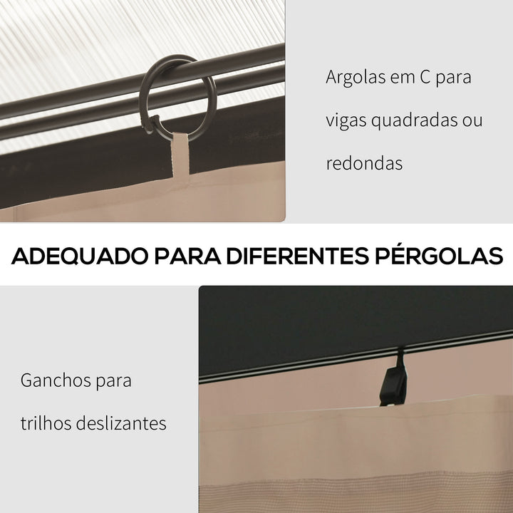 4 Paredes Laterais para Tenda 302x205 cm Laterais para Tenda Universal com Ganchos e Argola em C para Tenda de Jardim Terraço Marrom