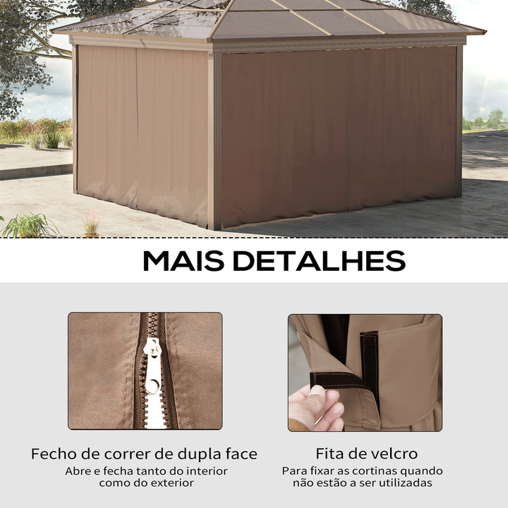 4 Paredes Laterais para Tenda 302x205 cm Laterais para Tenda Universal com Ganchos e Argola em C para Tenda de Jardim Terraço Marrom