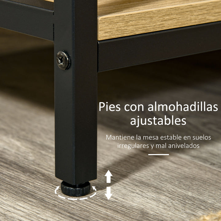 Mesa Consola Mesa de Entrada Estreita com 2 Gavetas e 2 Prateleiras de Armazenamento Estrutura de Aço para Corredor Entrada Sala de Estar 100x35x79,5cm Carvalho e Preto