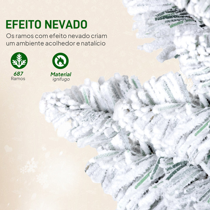 Árvore de Natal Estreita 180 cm Árvore de Natal Nevada com Luzes LED Bicolores 11 Modos de Iluminação 479 Ramos Suporte Metálico Montagem Fácil Verde
