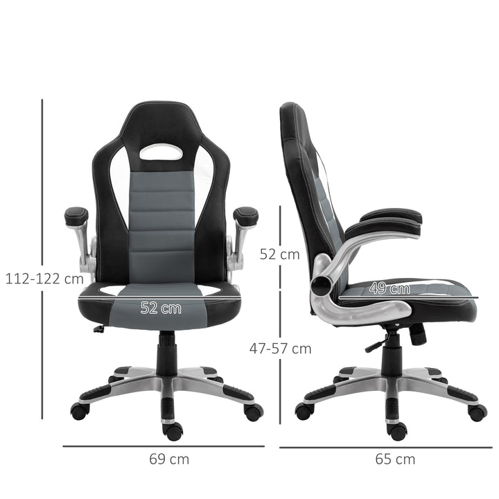 Cadeira de Escritório ergonómica Altura ajustável Com 5 rodas 65x69x(112-122) cm Preto e cinza