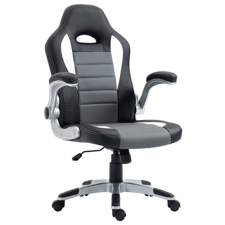 Cadeira de Escritório ergonómica Altura ajustável Com 5 rodas 65x69x(112-122) cm Preto e cinza