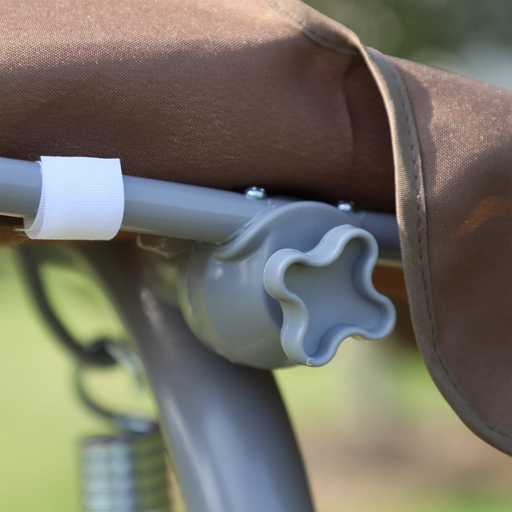 Baloiço Jardim de 3 Lugares com Toldo Ajustável Encosto Respirável e Estrutura de Metal para Terraço Balcão Exterior Carga 200kg 171x108x154cm Marrom