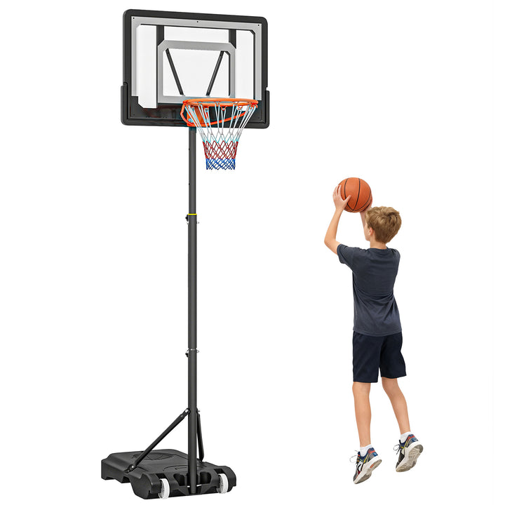 Tabela de Basquetebol para Exterior com Altura Ajustável 206-260 cm Cesta de Basquetebol com Rodas e Base Recarregável para Adolescentes e Adultos Preto