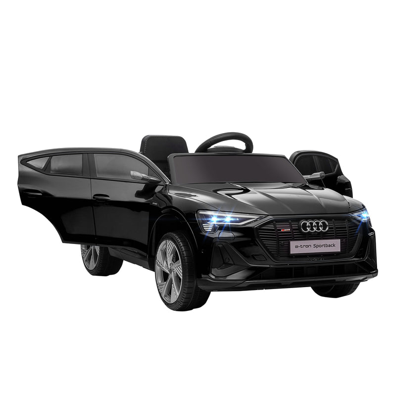 Carro Elétrico Audi E-Tron 12V para Crianças acima de 3 Anos com Controle Remoto Faróis Buzina Música MP3 TF USB e Abertura da Porta 3-8km/h 108x60x47 cm Preto