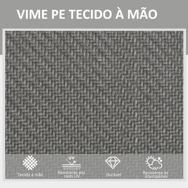 Espreguiçadeira Dobrável Espreguiçadeira para Jardim com Encosto Ajustável em 5 Níveis e Estrutura de Aço Carga 150 kg Tecido Inspirado em Vime para Pátio Terraço 183x62x32 cm Cinza