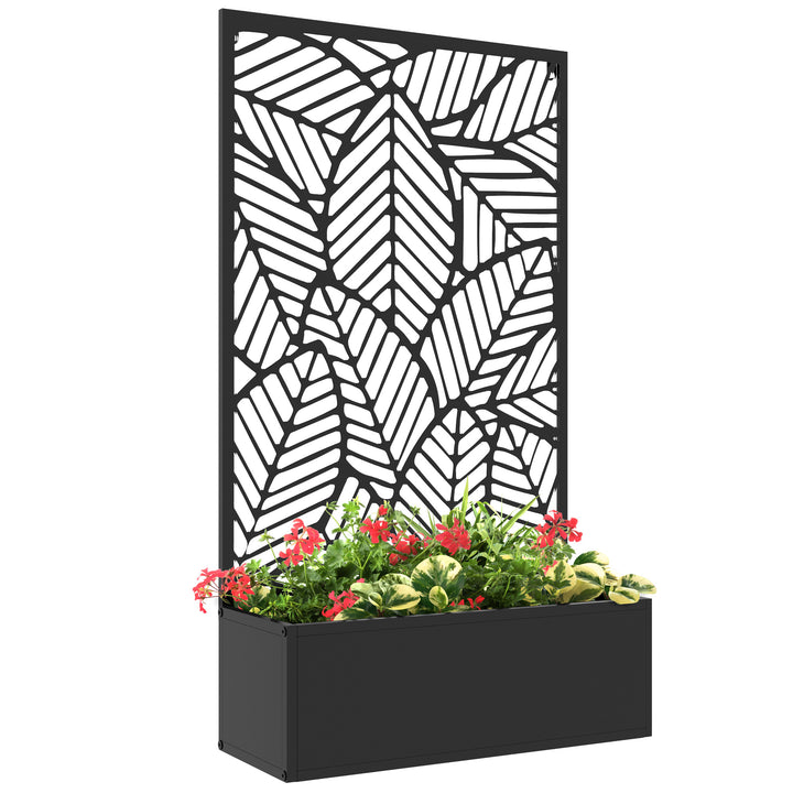 Biombo de Exterior com Floreira de Metal Floreira de Parede ou Independente para Cultivos de Plantas Flores para Jardim Varanda 61x23x113 cm Preto