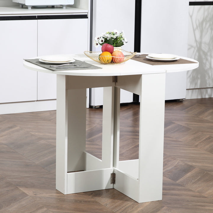 Mesa dobrável com 2 asas dobráveis ??Mesa lateral de madeira 104x76x73,7 cm Branco