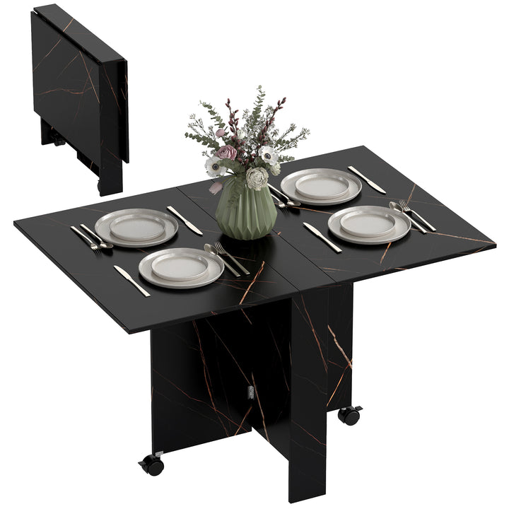 Mesa de Sala de Jantar Dobrável com Rodas Mesa Multifuncional para Sala de Jantar com 3 Formas 120x80x73cm Preto