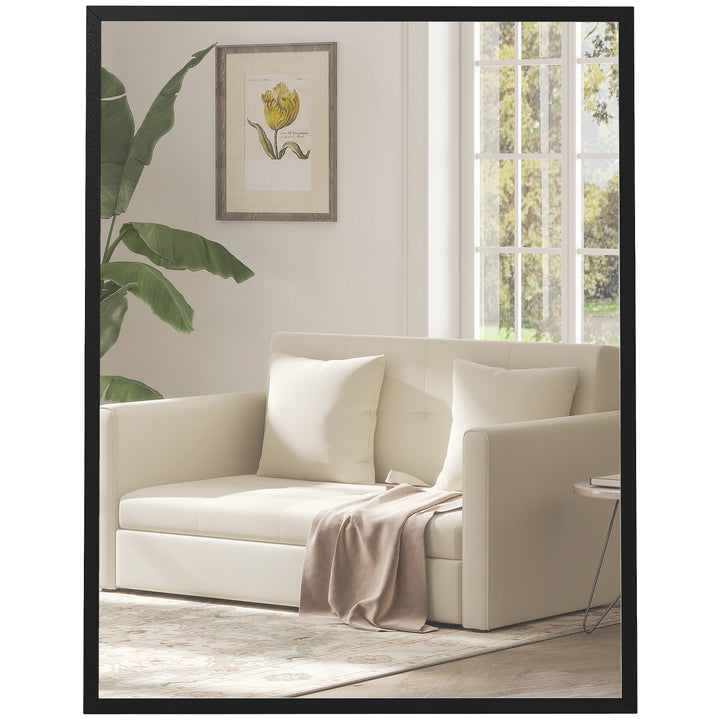 Espelho de Parede 70x90 cm Espelho de Casa de Banho Retangular Decorativo para Sala Entrada Corredor Horizontal ou Vertical Preto