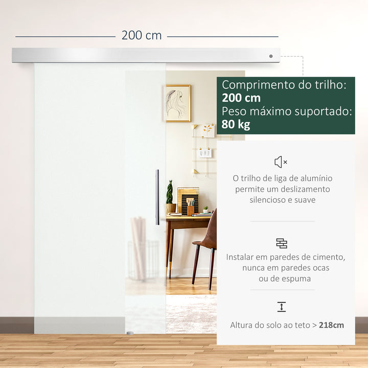 Porta de Correr Vidro sem Obra 205 x 102.5 cm