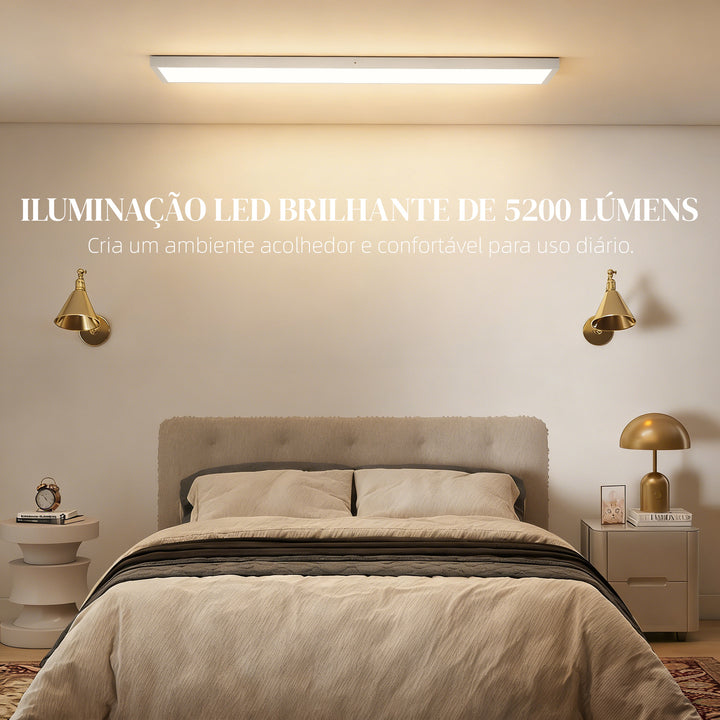Conjunto de 4 Candeeiros de Teto, Reguláveis em Cor Plafons LED de Teto com Interruptor DIP e de Parede 3000K/4000K/6000K 5200 lm 48 W para Sala Escritório 120x30x3,7 cm Branco