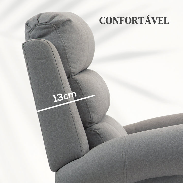Poltrona Relax Reclinável Elétrica Levanta Pessoas com Massagem Vibratória e Aquecimento Poltrona Elevatória com Controlo Remoto Apoio para Pés Estofada em PU Bolsos Laterais 98x96x105 cm Cinza