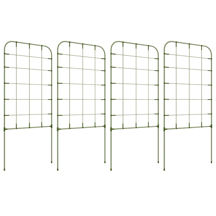 Conjunto de 4 Treliças de Jardim Suportes para Plantas Trepadeiras com Estrutura de Aço para Frutas Vegetais Flores 40x90 cm Verde