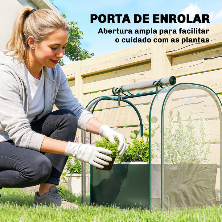 Mini Estufa com Bolsa de Plantação, 68x50x70 cm Estufa Pequena Portátil para Interior e Exterior com Porta Enrolável Estrutura em Aço Impermeável para Jardim, Varanda ou Pátio Verde