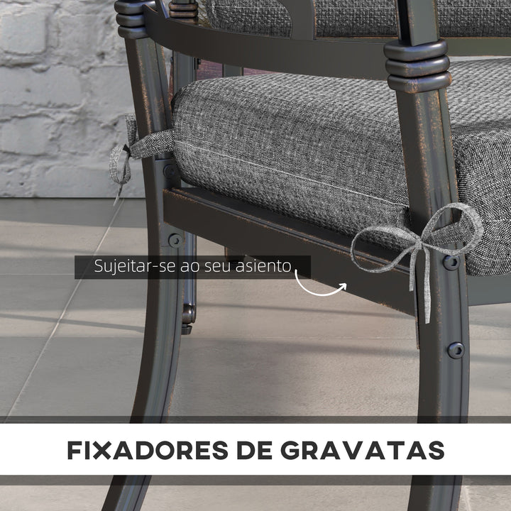 Conjunto de Almofadas para Cadeiras 47x47x7 cm Conjunto de 4 Peças Almofadas para Cadeiras de Jardim Impermeáveis e com Proteção UV 50+ para Interior e Exterior Cinza