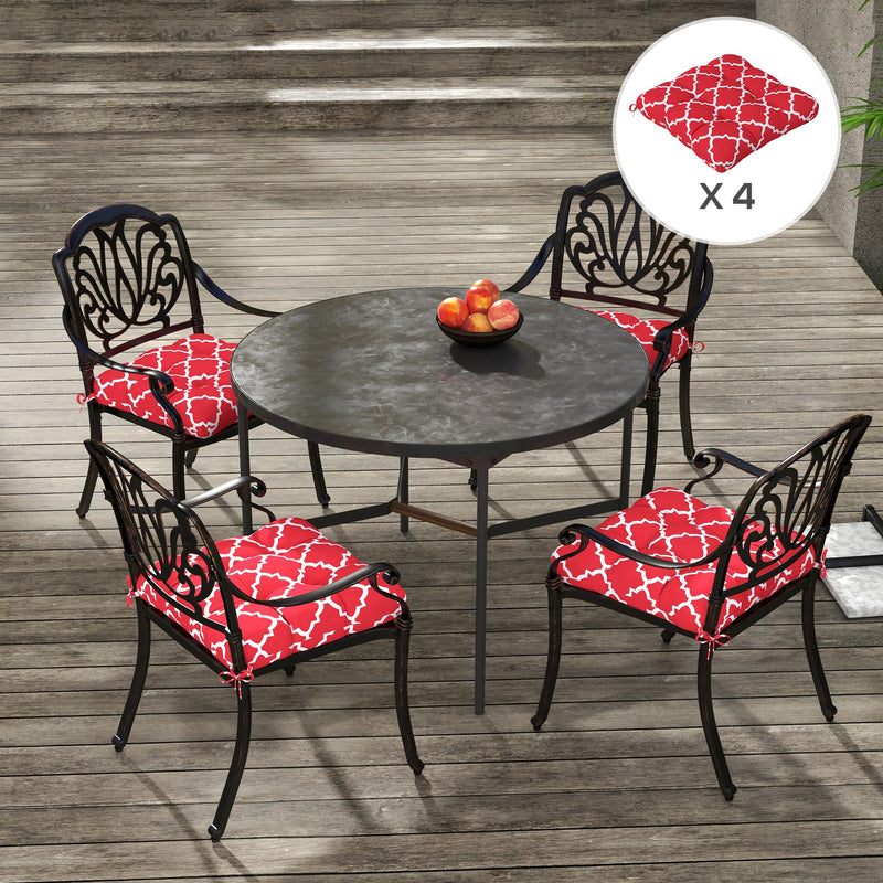 Conjunto de Almofadas para Cadeiras de Sala 48x48x7 cm Conjunto de 4 Peças Almofadas para Cadeiras de Jardim Impermeáveis e Anti-UV com 2 Fitas de Fixação Vermelho