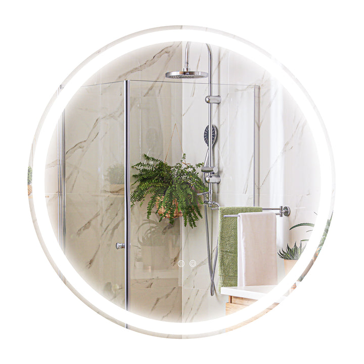 Espelho de Casa de Banho com Luzes LED Ajustáveis Ø60 cm Espelho de Parede Redondo com Função de Memória Anti-embaciamento e Interrutor Tátil para Sala Entrada Prata