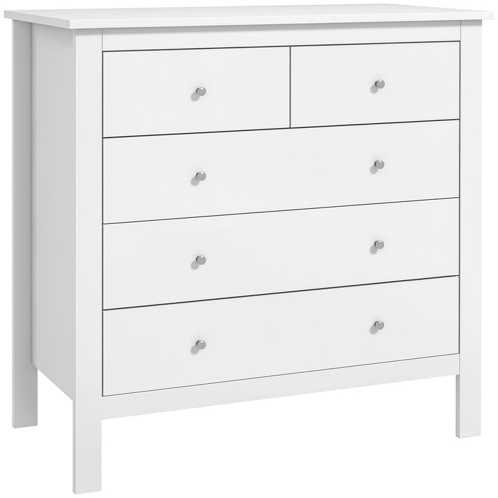Cómoda com 5 Gavetas Cómoda de Quarto com Pés Elevados Cómoda para Sala Escritório Estilo Moderno 79x39,5x80,5 cm Branco