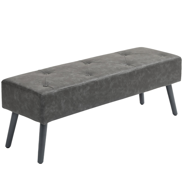 Banco de Pé de Cama Multifuncional Banco Pé de Cama Clássico Banco Dormitório com Pés de Madeira e Assento Acolchoado Carga 120 kg para Entrada Corredor 114x38x42 cm Cinza