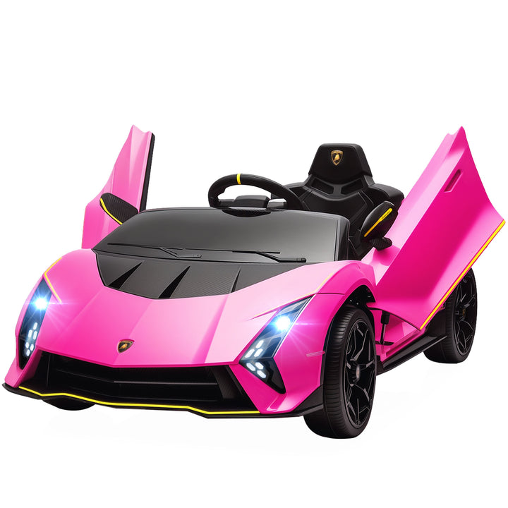 Carro Elétrico para Crianças acima de 3 Anos Carro Elétrico Lamborghini com Bateria 12V Controlo Remoto Faróis Buzina Arranque Lento e Música MP3 114,5x64x45,5 cm Rosa