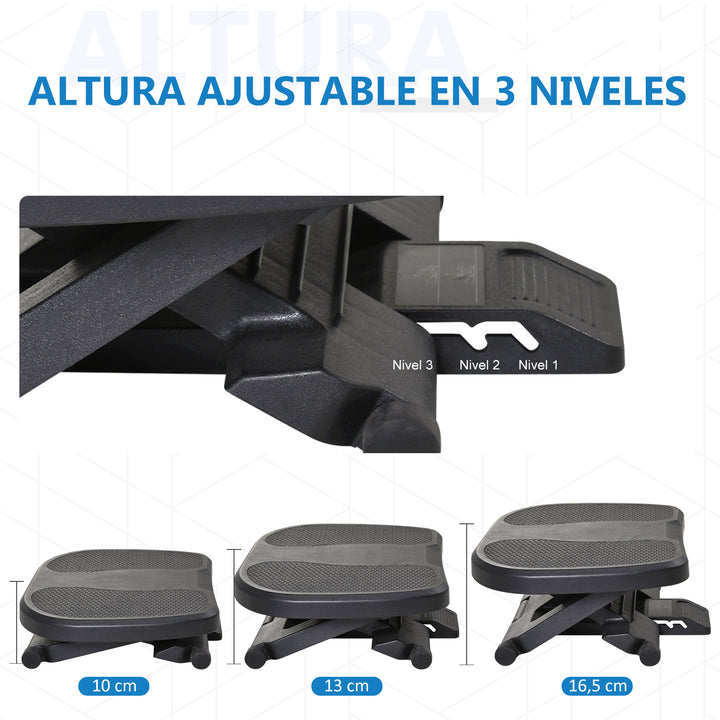 Apoio para os pés Altura Ajustável Massagem Alta Segurança Preto
