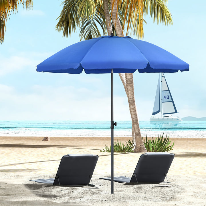 Chapéu de Sol de Praia Grande Ø180 cm Chapéu de Sol de Exterior com Ângulo Ajustável Proteção UV50+ Inpermeável Mastro de Ø32 mm Azul