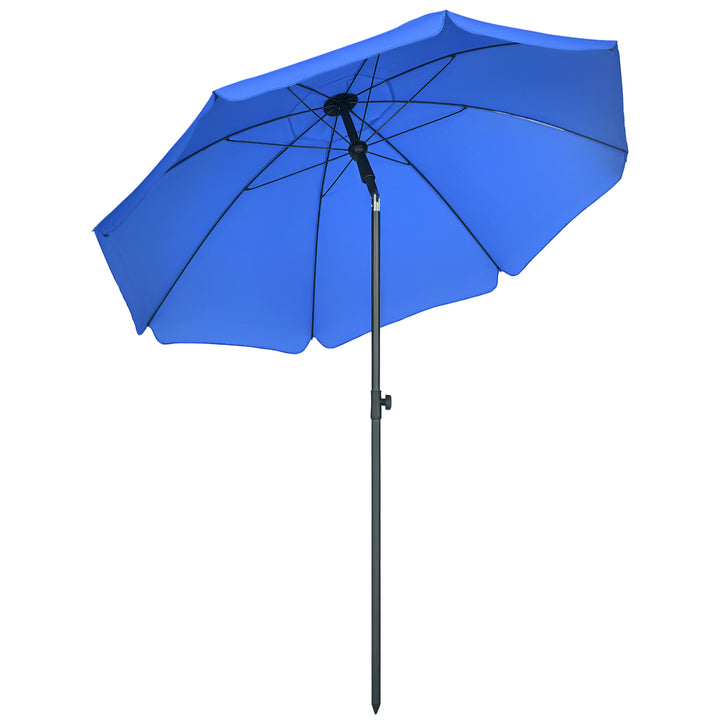 Chapéu de Sol de Praia Grande Ø180 cm Chapéu de Sol de Exterior com Ângulo Ajustável Proteção UV50+ Inpermeável Mastro de Ø32 mm Azul