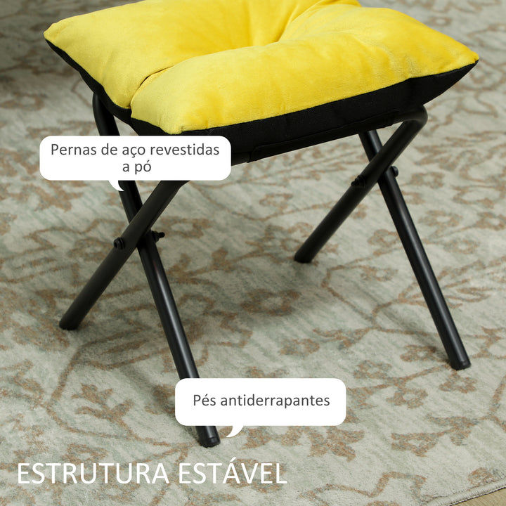 Poltrona Sala de Estar com Apoio para os Pés Poltrona Relax para Leitura com Bolsos Laterais e Pés de Aço para Sala de Estar Dormitório 80x78x100 cm Amarelo