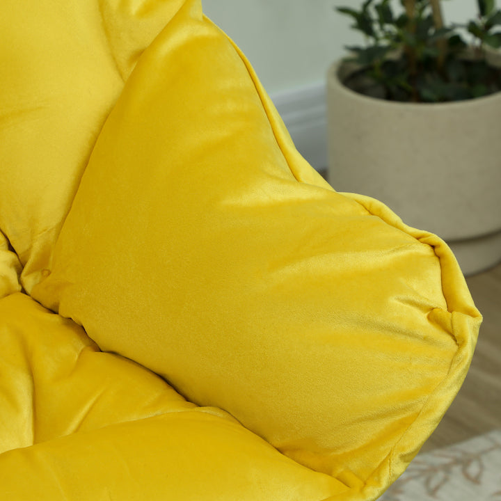 Poltrona Sala de Estar com Apoio para os Pés Poltrona Relax para Leitura com Bolsos Laterais e Pés de Aço para Sala de Estar Dormitório 80x78x100 cm Amarelo
