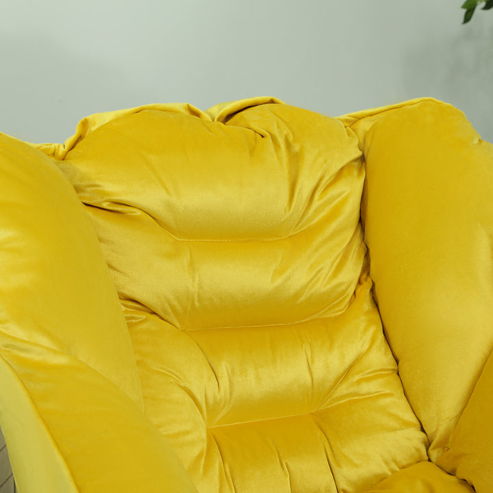 Poltrona Sala de Estar com Apoio para os Pés Poltrona Relax para Leitura com Bolsos Laterais e Pés de Aço para Sala de Estar Dormitório 80x78x100 cm Amarelo