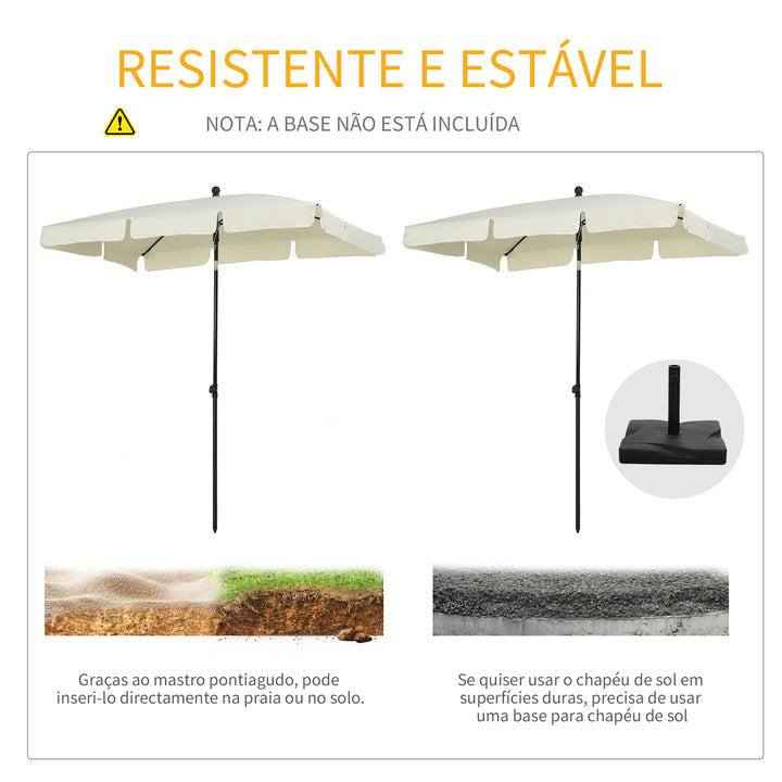 Guarda-sol de jardim, terraço, pátio - Cor bege - Poliéster, Alumínio e Ferro - 198x130x240 cm