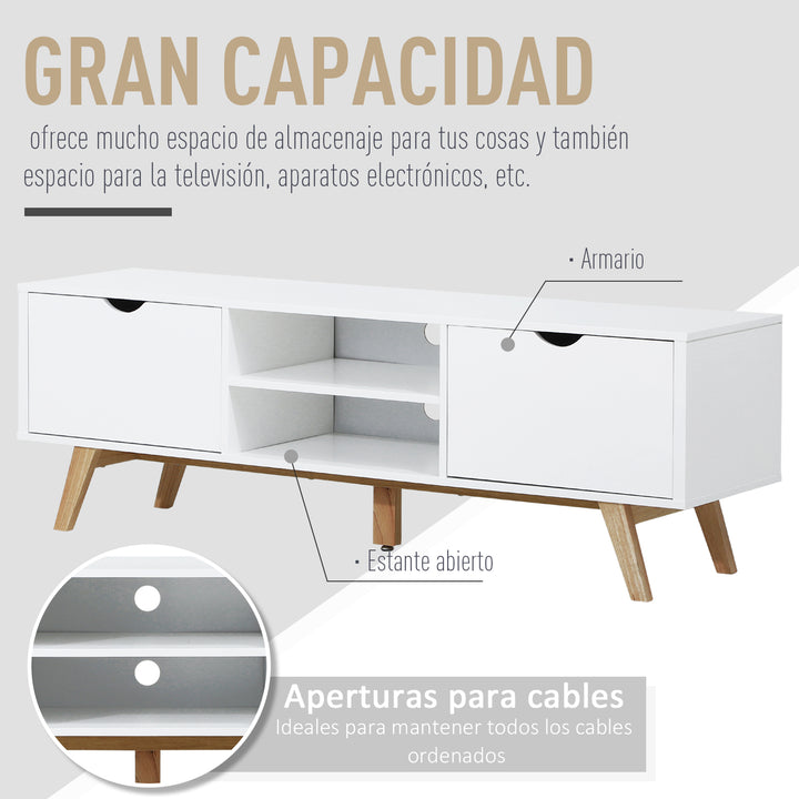 Armário de Televisão com armários Prateleiras Gerenciamento de cabos 150x39x50 Branco