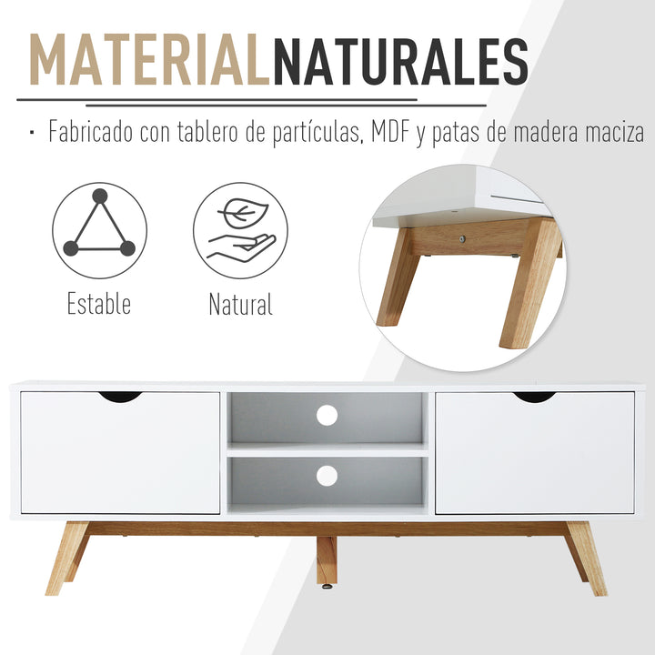 Armário de Televisão com armários Prateleiras Gerenciamento de cabos 150x39x50 Branco